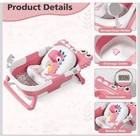 Foldable Baby Bathtub W  Thermometer   Cushion Pink 0-36 Months