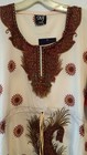 Women African Drawstring Maxi Kaftan Dress Dashiki Boho Hippie Beige Free Size