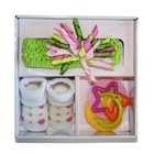 Stephan Baby Swirly Flower Collection 3 Piece Baby Girl Gift Set - Nib