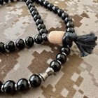 Wekbd War Mala Necklace Beads - Black Ss 10mm Beads With Wooden End Piece