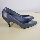 Women s Vintage Nib Carriage Court Grey Leather Heels Size 7b