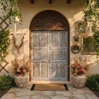 Vintage Front Entrance Doors Whitewashed Reclaimed Wood Sliding Barn Doors 96x36