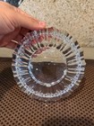 Vintage Clear Crystal Cut Glass Round Cigar Cigarette Ashtray Starburst Base 6 