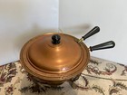 Vintage Heavy Copper Chafing Dish  Large Pan W stand  Buffet Server Or Fondue
