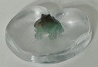 Beautiful Daum Pate De Verre Glass Frog On Lilly Pad  Signed  Vintage Rare