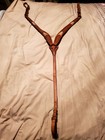 Western Natural Leather Basket Tooled Leather Breast Collar rawhide Braid