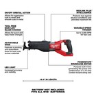 Milwaukee 2722-20 M18 Fuel Brushless Super Sawzall Recip Saw  tool Only 