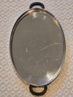 Vintage Bodum Italy Oval Stainless Steel Serving Tray Black Handles 22in Mcm