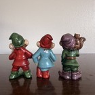Elves Gnomes Dwarf Figurines 4  Tall Set Of 3 Japan 1960s Composite Chalkware
