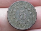 1869 Shield Nickel 5 Cent- Narrow tall Date  Dark black  Fs-301  Fine vf Details