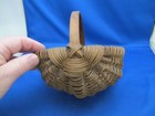 Fine Old Small 6 Inch Handled Splint Basket-half Round-signed-dated 1863
