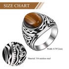 Retro Mens Oval Tiger Eye Gemstone Stainless Steel Wedding Ring Band Size 7-12