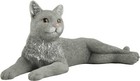 3 Inch Grey Cat Laying Hand Painted Mini Figurine Statue Sculpture   new
