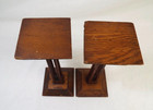 Antique Victorian Oak Wood Hat Flat Display Stand Pedestal Plinth 12  Tall Pair