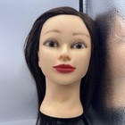 Dark Brown Hair Mannequin Styling Head Cosmetology Training Table Desk Clamp
