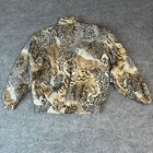 Vtg Fuda International Bomber Jacket Unisex Medium Tan Silk Animal Print Euc