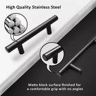 Modern Black Cabinet Handles T Bar Pulls Kitchen Drawer Hardware Stainless Steel