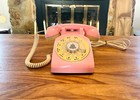 Vintage Itt Working Rotary Dial Phone  Pink And Tan Landline Telephone