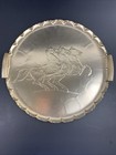 Vintage Arthur Armour Hammered Mcm Aluminum Trojan Horses Serving Tray 14 