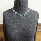 Dainty Federico Jimenez Sterling Silver Blue Turquoise Cluster Squash Necklace