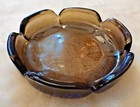  Vintage Mcm Brown Amber Glass Flower Shaped Ashtray 7   Retro Boho Decor