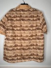Vintage Sears Mens Store Button Up Shirt Large Brown Perma Prest Trees Landscape