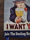 Vintage Wwii Ww2 Era Themed Sterling Beer Poster Uncle Sam I Want You 