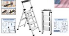 4 Step Aluminum Ladder Folding Stair Stool With Anti-slip Wide Pedals Household