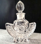 Vintage 5  Winged Clear Glass Perfume Bottle With Glass Stopper