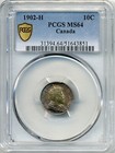 1902-h Canada 10 Cent - Pcgs Choice Uncirculated Ms 64  Spectacular Toning