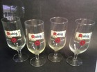 French Stemmed Beer Glasses  4  From Mutzig Of Alsace  France C 1930s