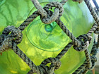 Vintage Large Japanese Hand Blown Green Glass Fishing Float Buoy Ball W net 12 
