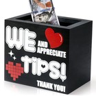 Yamahiko Wooden Tips Jar Tip Donation Box 6 X 4 X 5 Inch Tip Collection Bucket