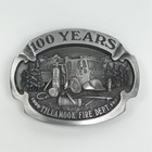 Vintage Metal Belt Buckle 100 Years Tillamook Fire Department Made In Usa 1989