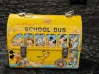 Vintage Walt Disney School Bus Metal Lunch Box W  Original Aladdin Thermos