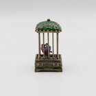 Vintage Enameled Miniature Bird Cage Trinket Box pill Box With Lovebirds 2 5 