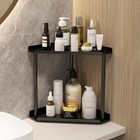 2 Tier Bathroom Counter Organizer Vanity Corner Shelf Black