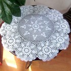 23  White Vintage Hand Crochet Flower Tablecloth Doily Round Lace Table Topper
