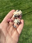 3 Small Tiny Mini Miniature Vintage Pig Figures Figurine Lot One Handmade-clay