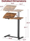 Overbed Bedside Table With Wheels - Height Adjustable Rolling Tray  Hospital Bed