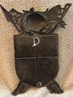 Vintage Medieval Heraldic Shield Wall Plaque Brass Tone Cast Metal Coat Of Arms