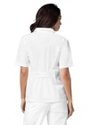 Adar Women Doctor Nurse White Uniform Button Back Belt Lapel Collar Scrub Top