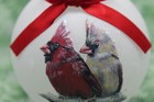 B001 Hand-made Christmas Ornament - Bird - Pair Red Cardinals Male Female  red 