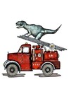 Dinosaurs Cars Truck Vehicles Wall Art Boys Room D  cor 6 Set Prints
