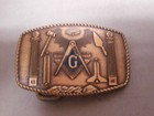 Vtg Brass Masonic Belt Buckle 1981 Harry Klitzner Co Providence Ri never Worn