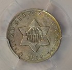 1852 3 Cent Silver  Pcgs Au58