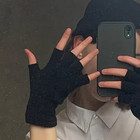 Winter Fingerless Gloves Open Finger Black Soft Warm Knitted Glove Unisex  aus 