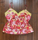 Cabernet Pink Yellow Red Abstract Lace Camisole Tank Top Women   s Size L
