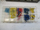 Lot Of Small Vintage Electrical Connectors In Organizer Cabinet