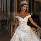 Elegant Sleeveless Beaded Mermaid Wedding Dresses Detachable Train Bridal Gowns